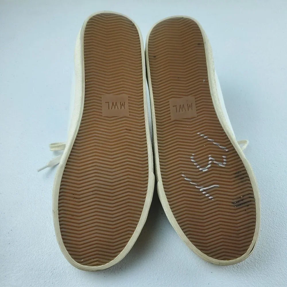 Madewell Sidewalk Low-Top Sneakers Soft Leather Lace Up Shoes 8 Womens White